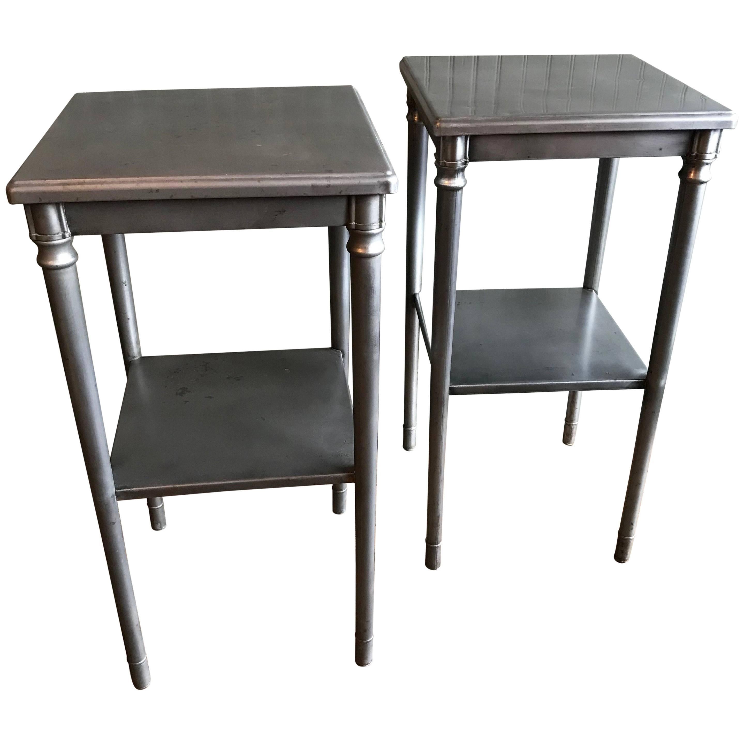 Brushed Steel Nighstands End Tables by Simmons Sheraton Series