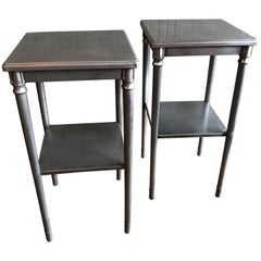 Vintage Brushed Steel Nighstands End Tables by Simmons Sheraton Series