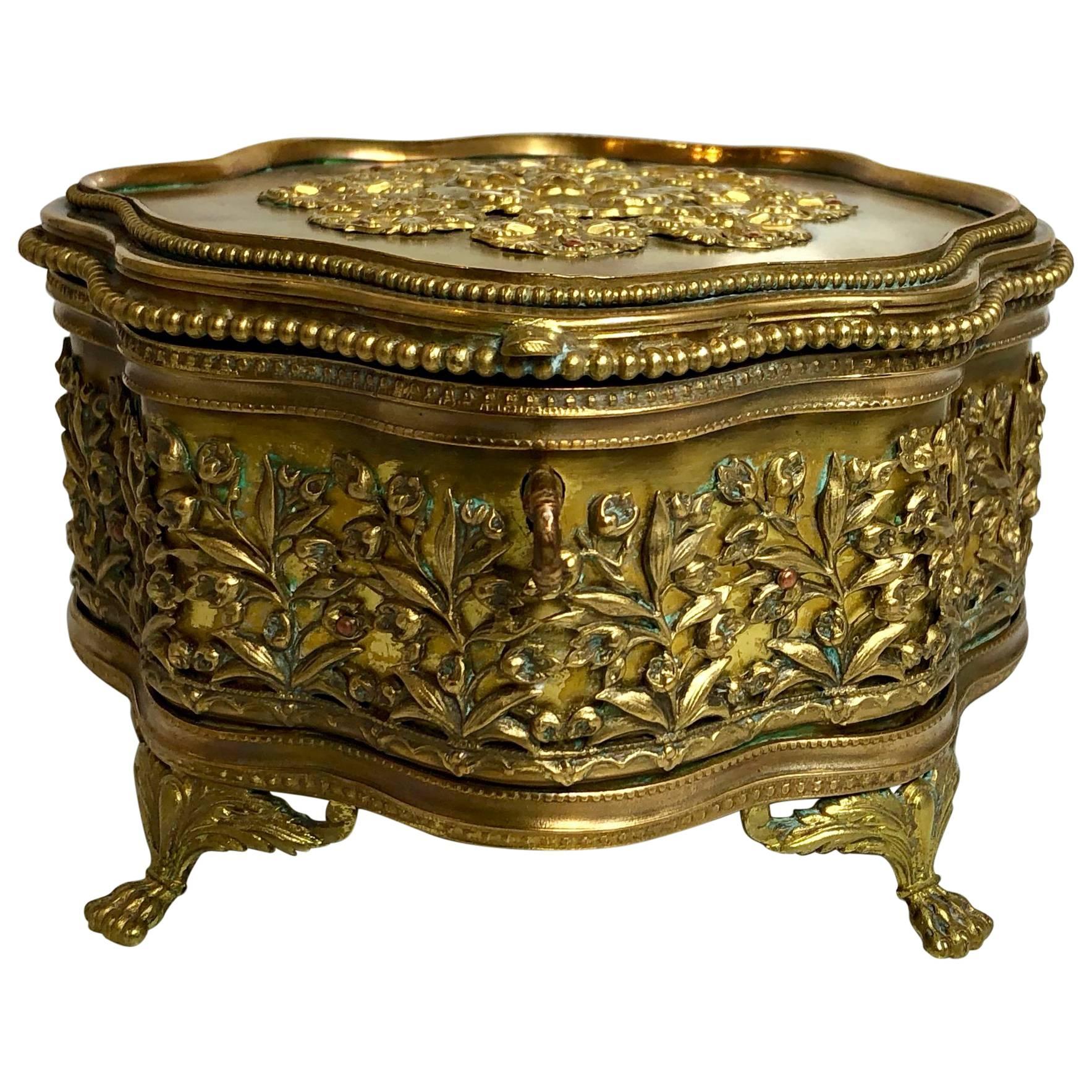 Antique French Gold Bronze Box, circa 1890-1910