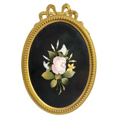 Antique Ormolu Bronze Picture Frame with Fine Mosaic Floral Design, Circa 1860's