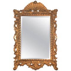 Used French Ornate Gold Wall Mirror Hollywood Regency