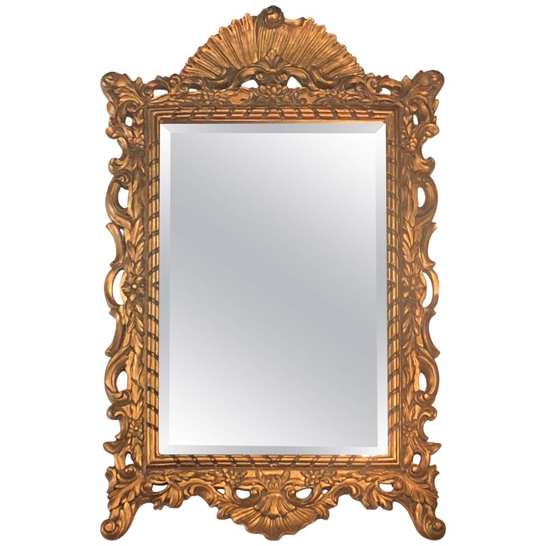 Vintage French Ornate Gold Wall Mirror Hollywood Regency For Sale at