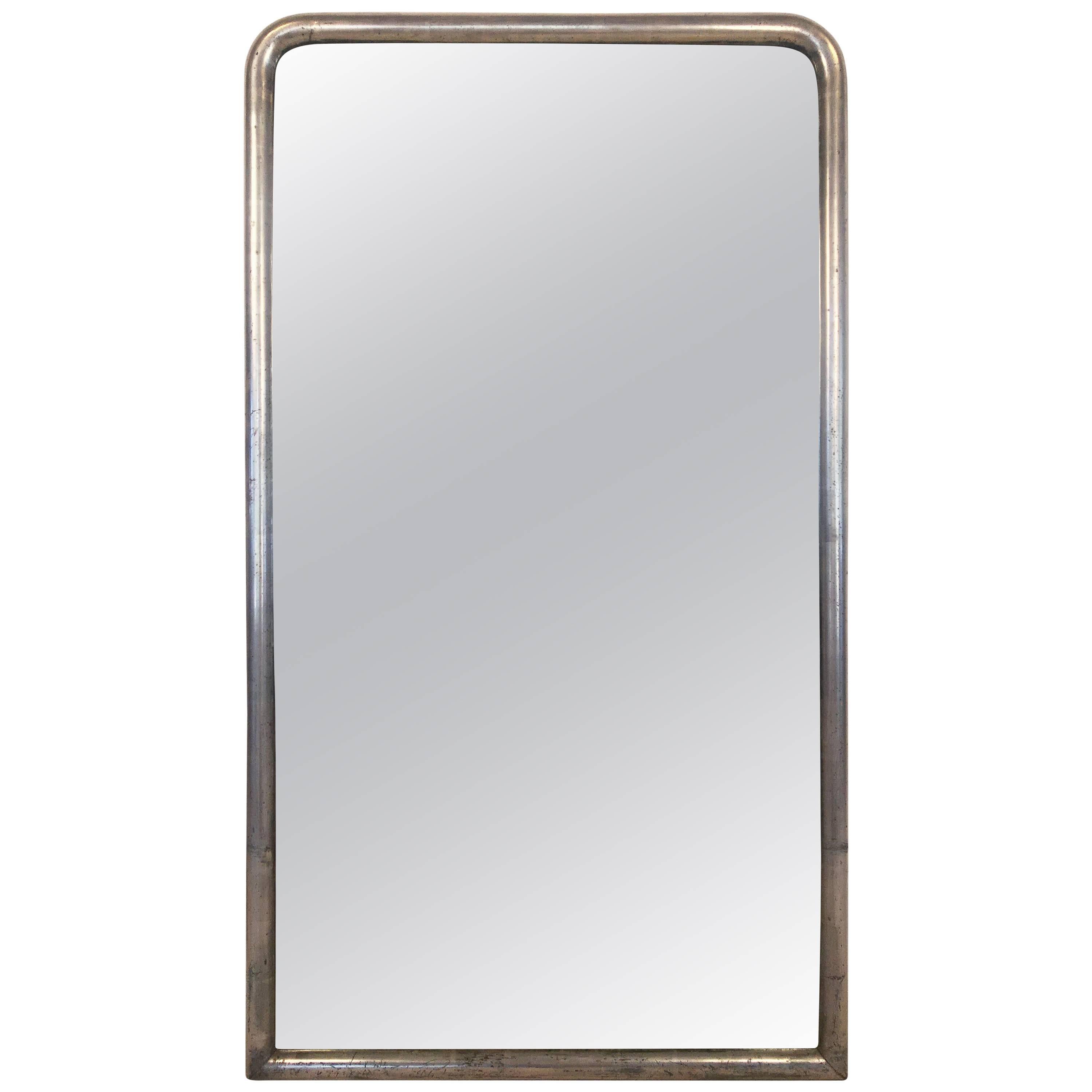 French Silver Gilt Bistro Mirror with Arch Top (H 54 1/2 x W 31) at 1stDibs