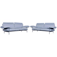 B&B Italia Diesis Designer Sofa Set Fabric Ice Blue Three-Seat Couch Modern