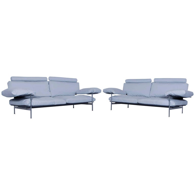 B&B Italia Diesis Designer Sofa Set Fabric Ice Blue ThreeSeat Couch