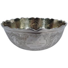 Antique Chinese Export Silver Bowl by Linchong of Canton