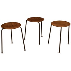 Danish Arne Jacobsen Teak Dot Stools for Fritz Hansen