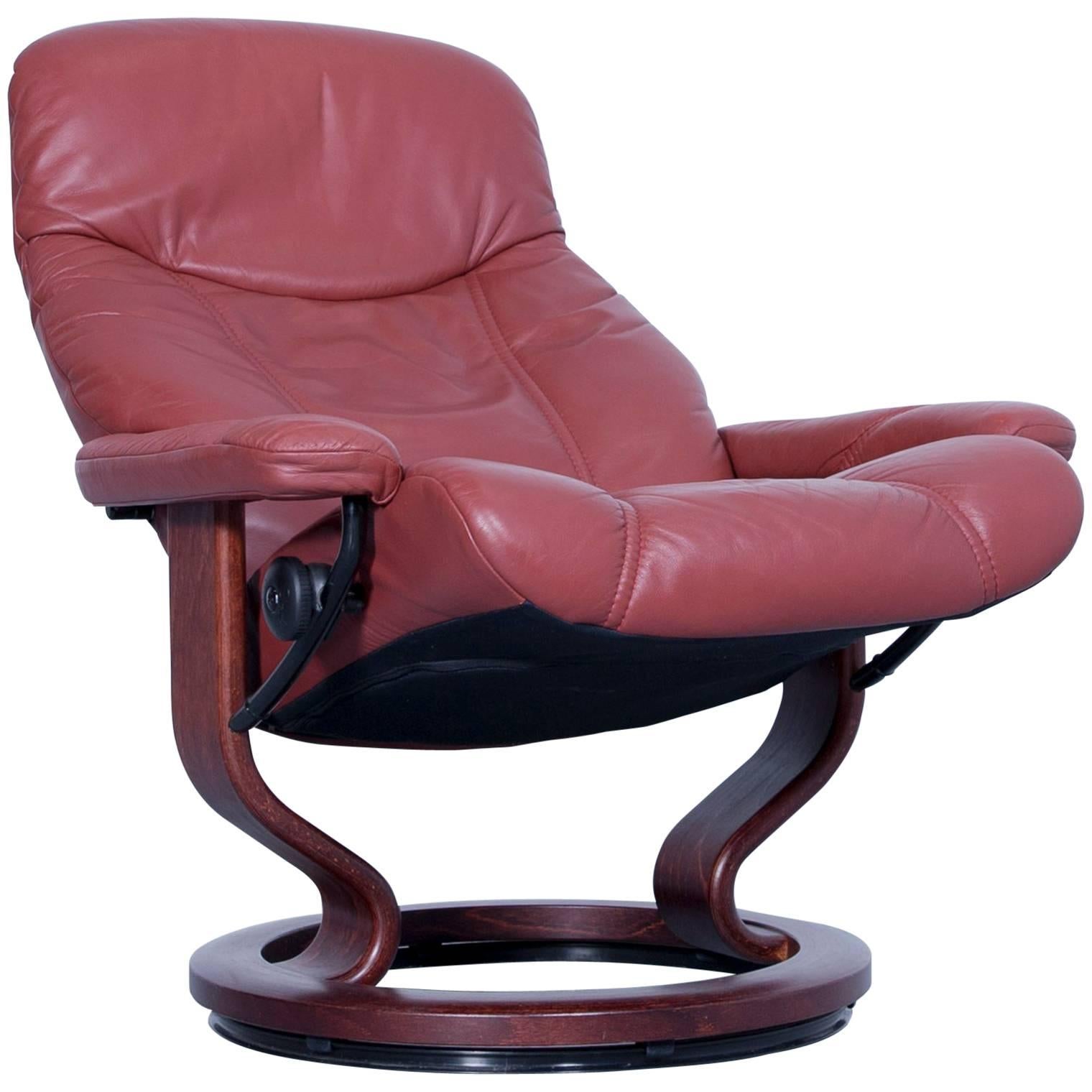 Stressless Consul M Chair Leather Red Brown Relax Function Couch Modern