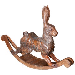 Carved Carousel Fruitwood Rabbit converted to Rocker