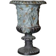 Pair of Large Classical Cast Iron Urn with zinc liners