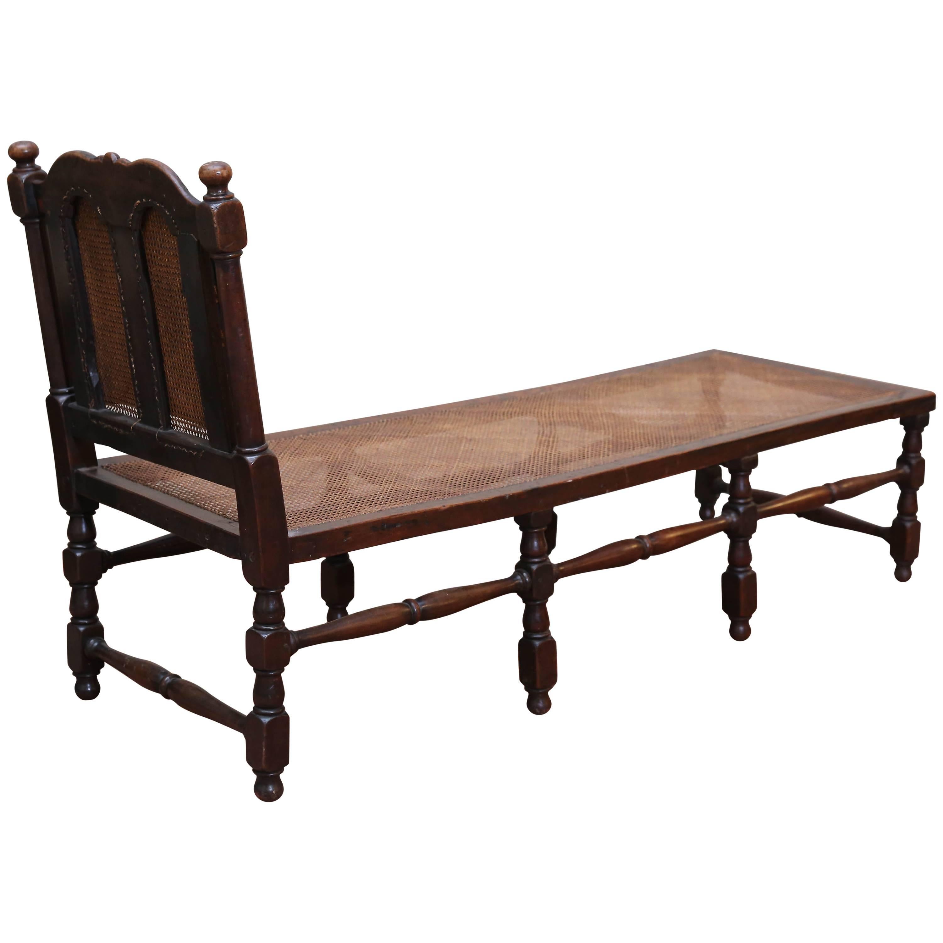 19th Century Charles II Walnut and Cane Daybed/Chaise For Sale