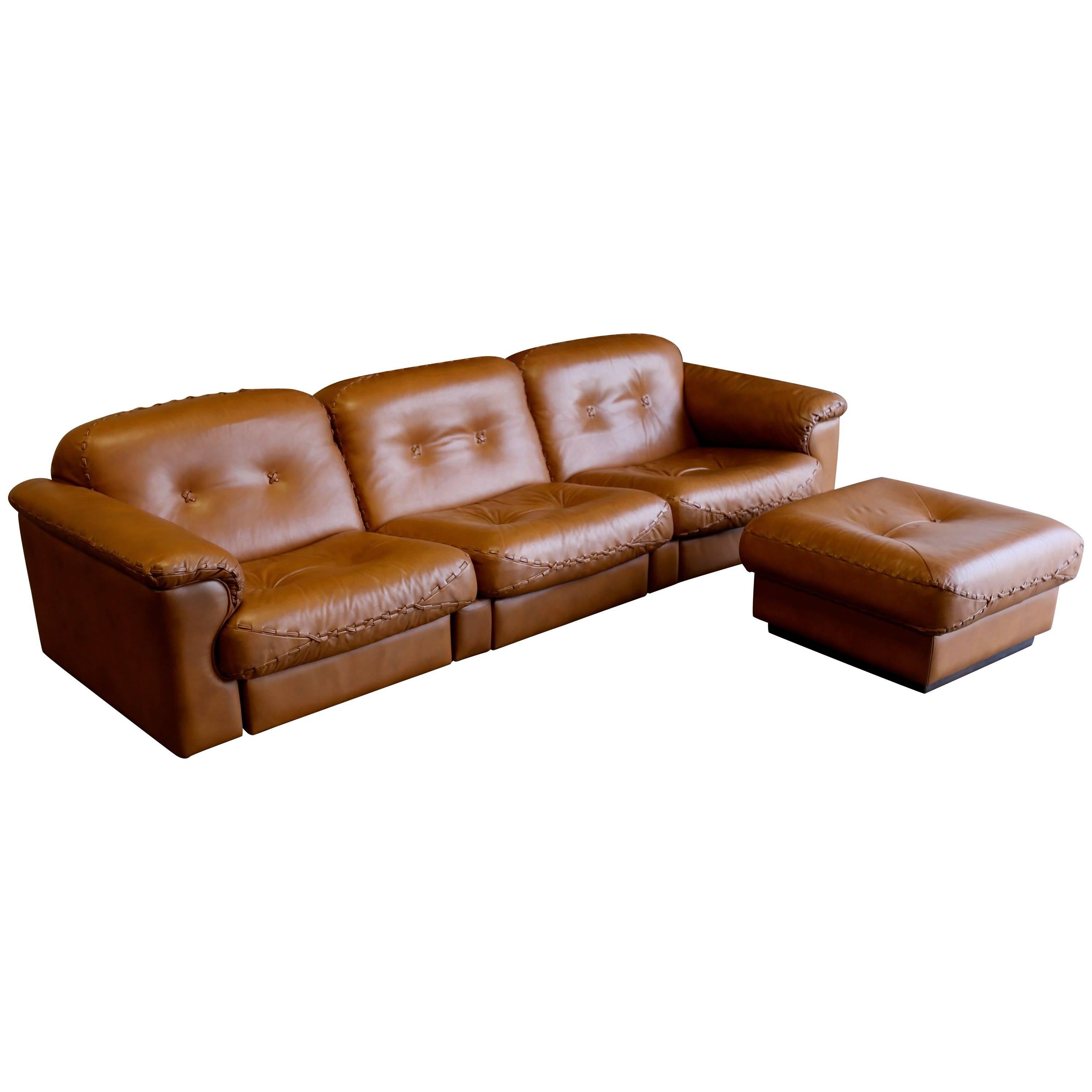 Leather DS 101 Sofa and Ottoman by De Sede