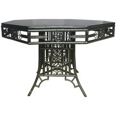 Chinoiserie Chippendale Style Lacquered Bamboo Octagon Dining Table