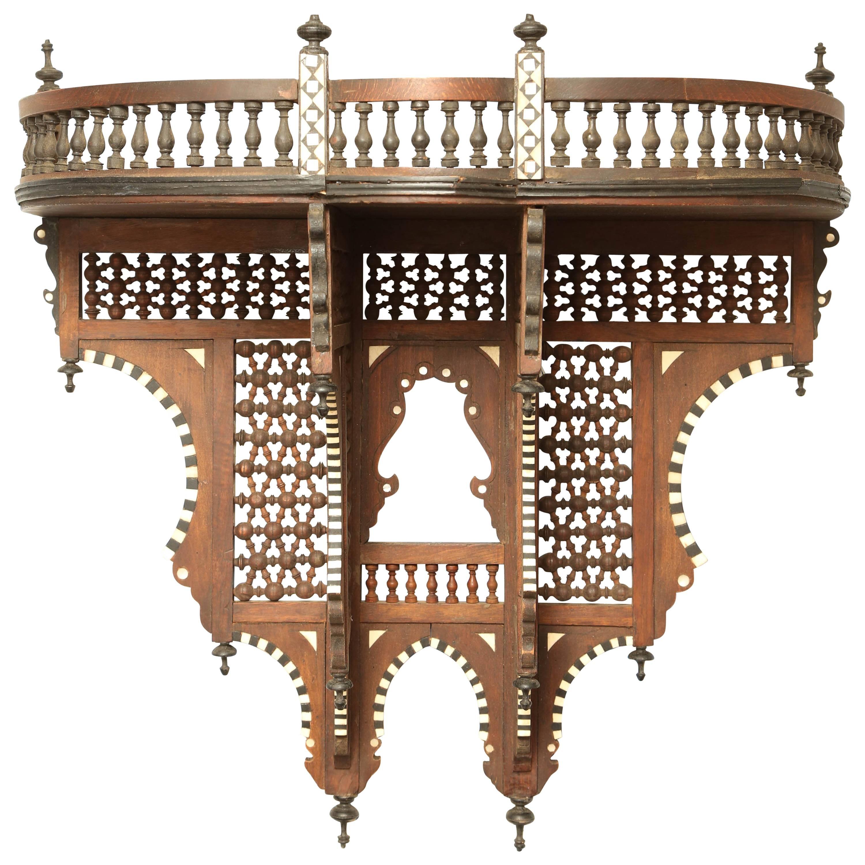 Superb Moroccan Carved Inlaid Hanging Wall Shelf