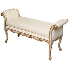 Italian Carved Wood Painted and Glided Bench
