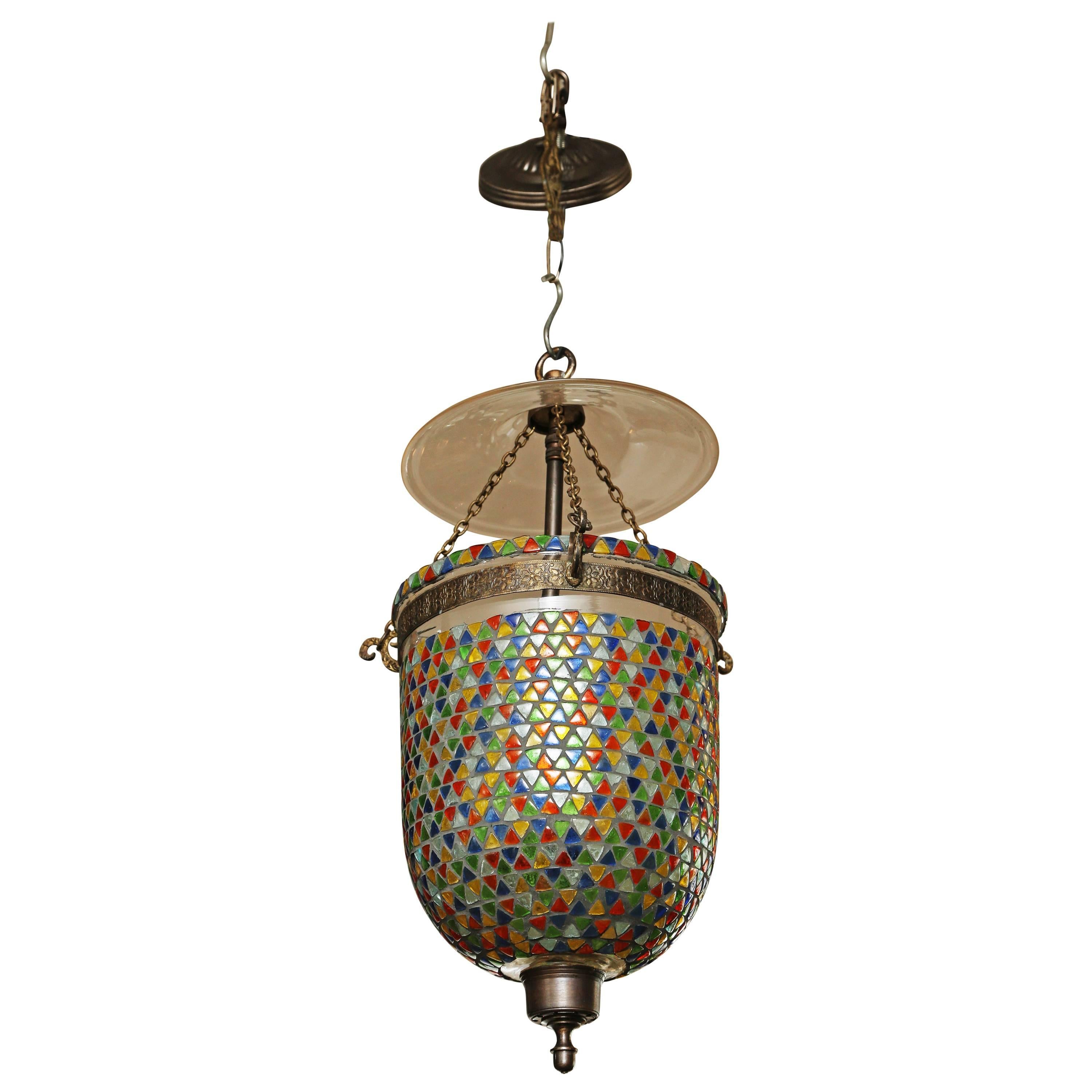 Moroccan "Mosaic" Bell Jar Pendant Light For Sale