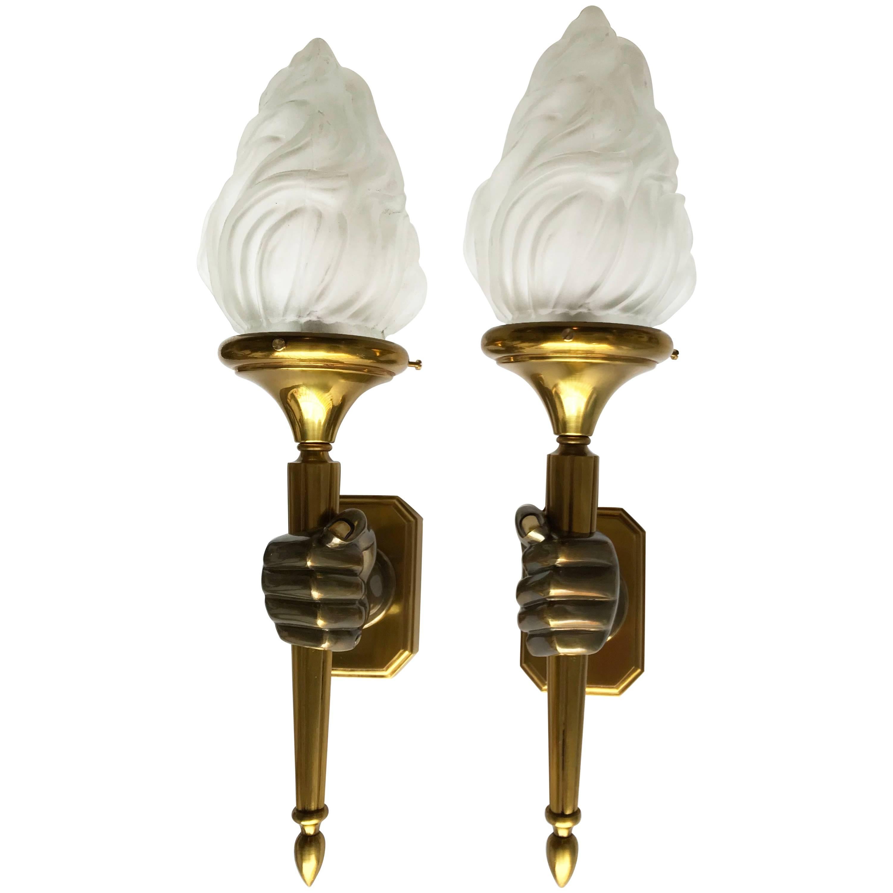 Pair of Opposite Maison Baguès Hand Sconces, 2 pairs Available  For Sale