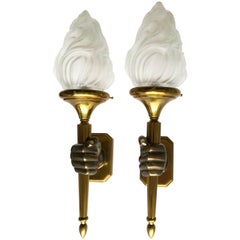 Pair of Opposite Maison Baguès Hand Sconces, 2 pairs Available 