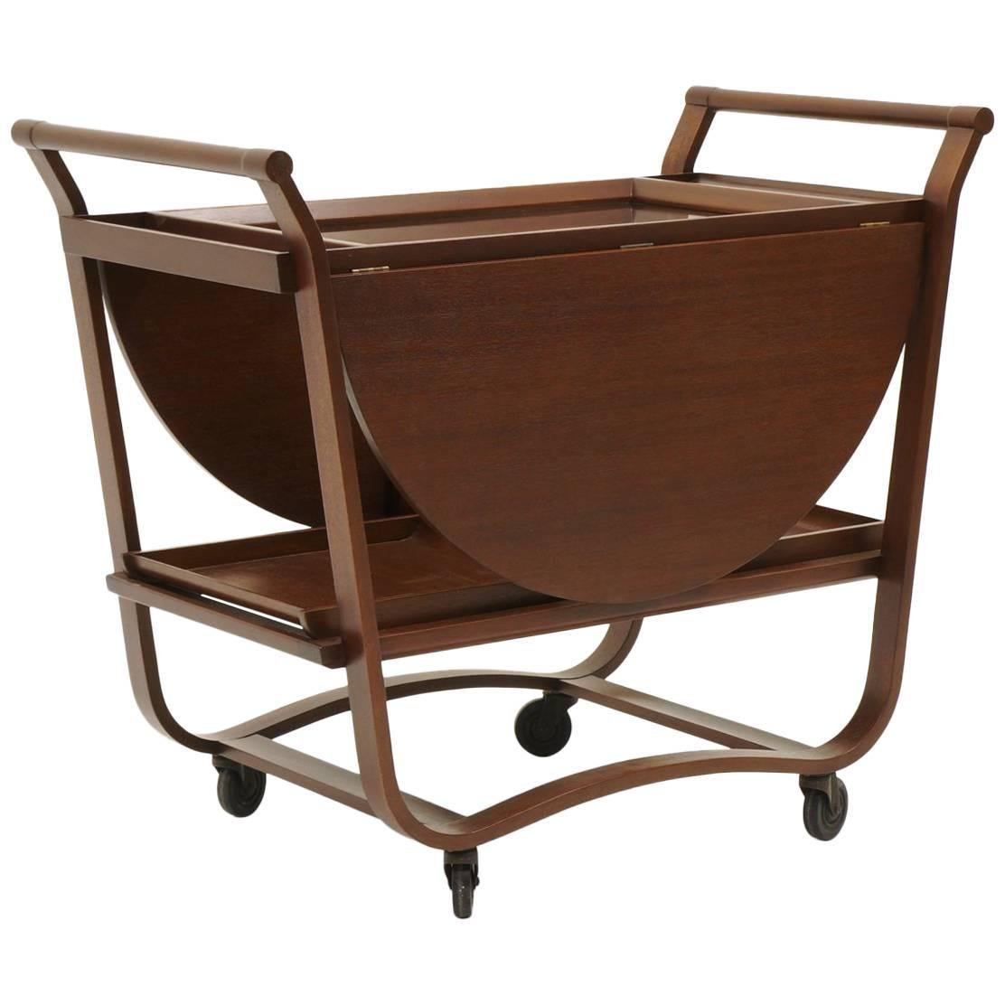 Serving or Bar Cart by Edward Wormley for Dunbar, Drop-Leaf with Removable Trays