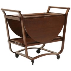 Retro Serving or Bar Cart by Edward Wormley for Dunbar, Drop-Leaf with Removable Trays