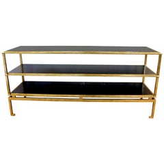 Console Ebonized Walnut Dutch 22-Karat Gold Leaf Metal Frame Paul Ferrante