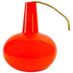 Retro Colored Glass Pendant by Prescolite Orange Pair Available