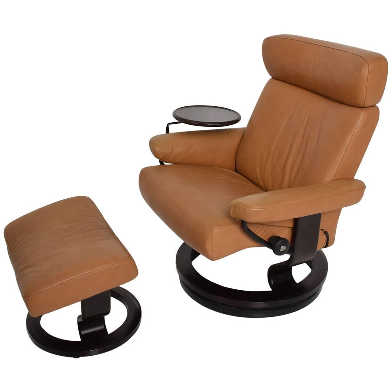  Ekornes Stressless Recliner with Matching Ottoman Scandinavian Modern