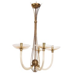 Midcentury Sculptural Modern Italian Murano Chandelier Five Arms