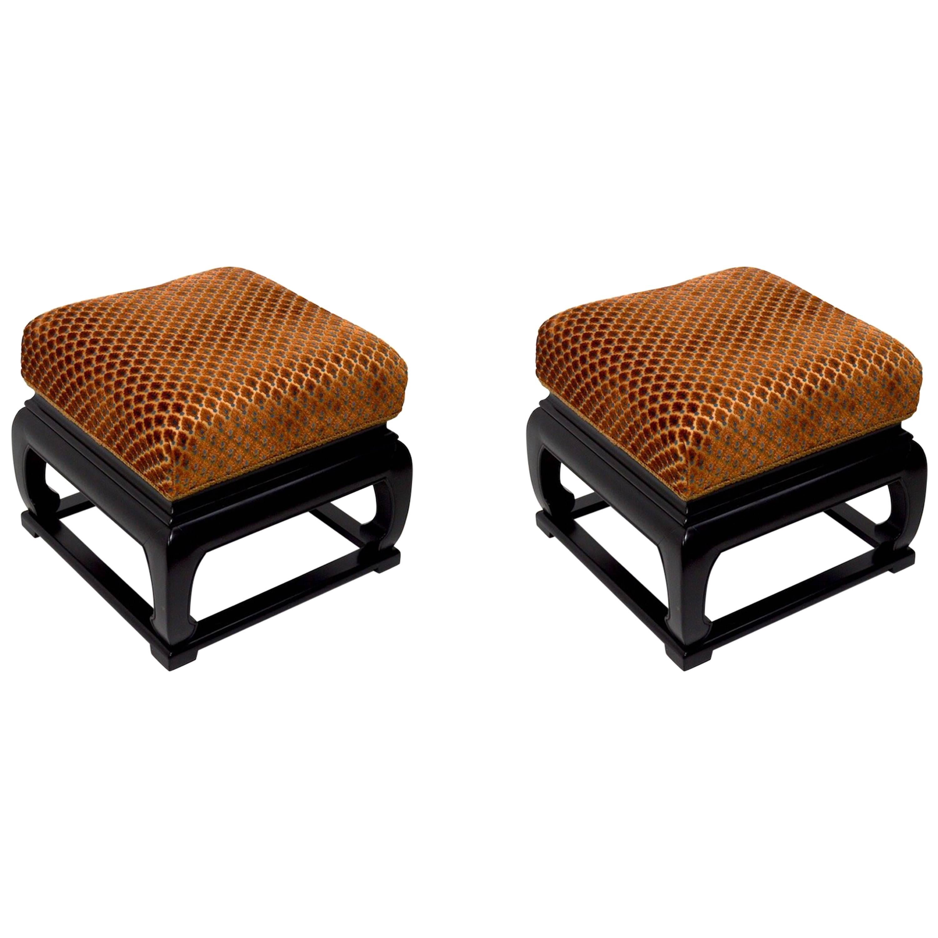 Pair of Asia Modern Chinese Style Ottoman Footrest Stools