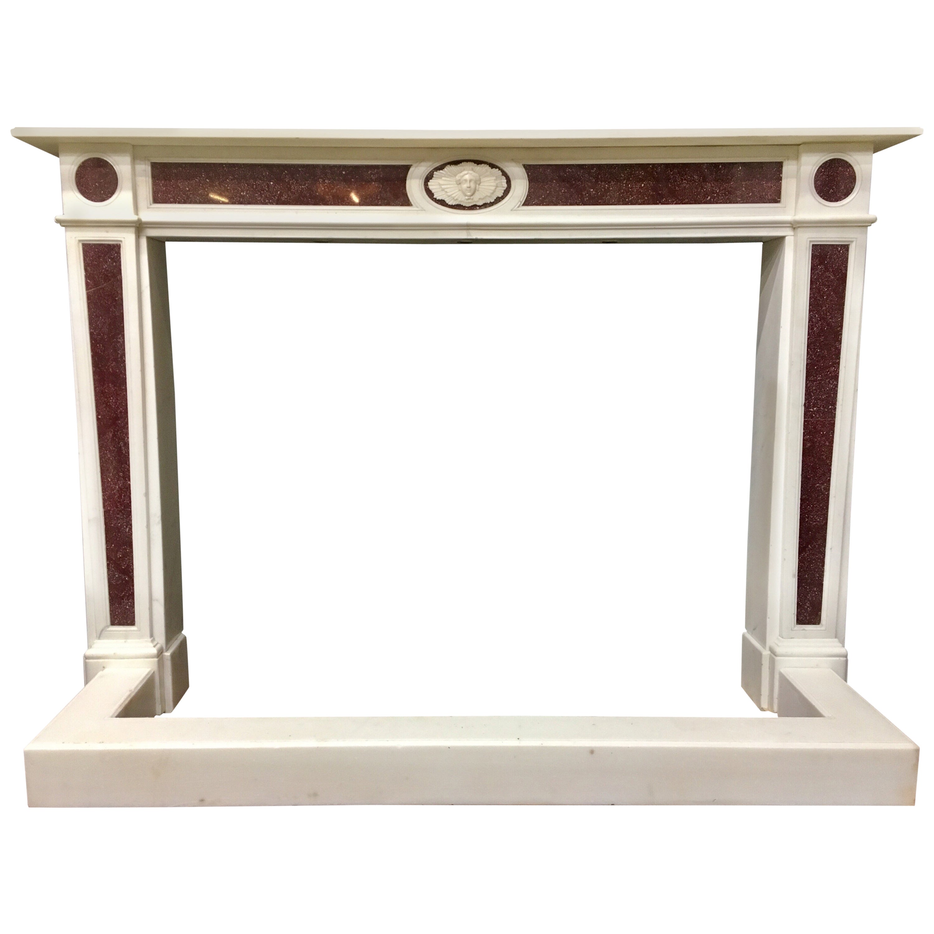 A Very Fine Neoclassical Sienna Marble And Brass Antique Fireplace A Very Fine Neoclassical Sienna Marble And Brass Antique Fireplace