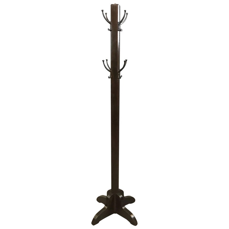Mid Century Ebonized Poplar And Brass Expandable Coat Rack at 1stDibs