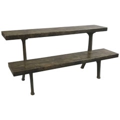 Industrial Two-Tier Cast Iron Reclaimed Maple Block Bleachers