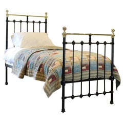 Brass and Iron Single Bedstead in Black, MS29