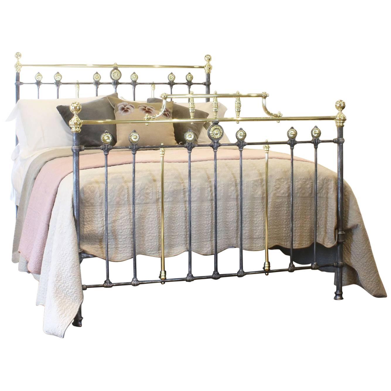 Brass and Iron Decorative Bedstead in Charcoal, MK134