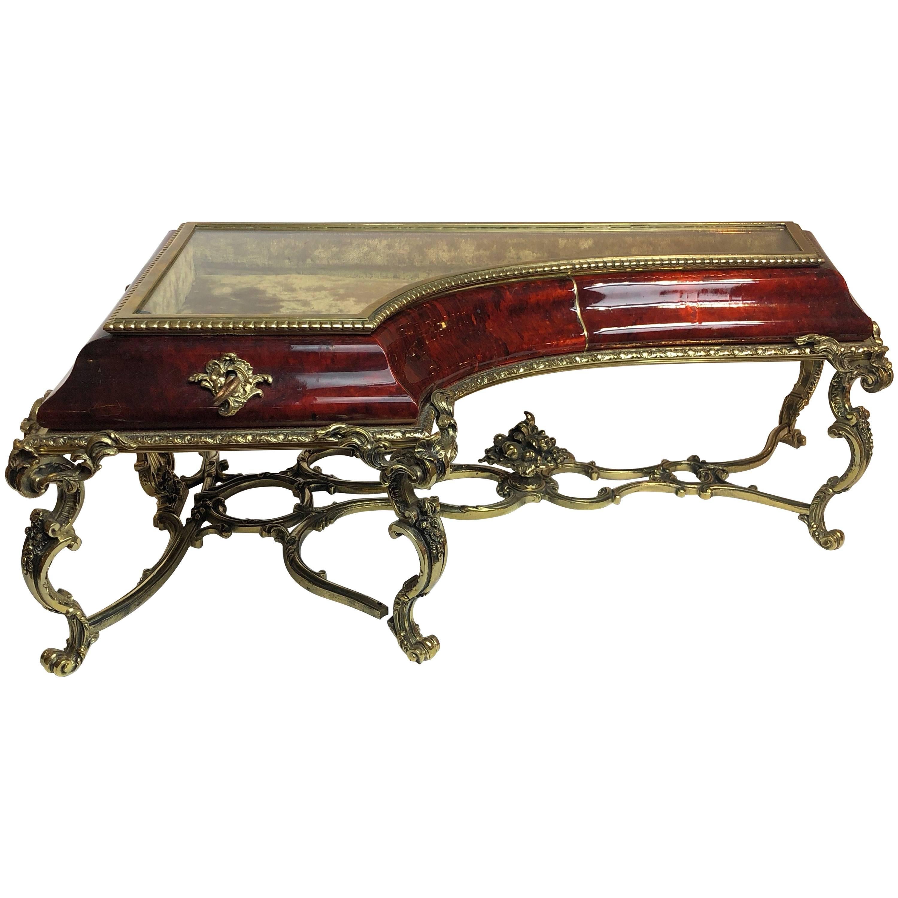 Faux Tortoiseshell and Ormolu Tabletop Vitrine in the Form of a Grand Piano