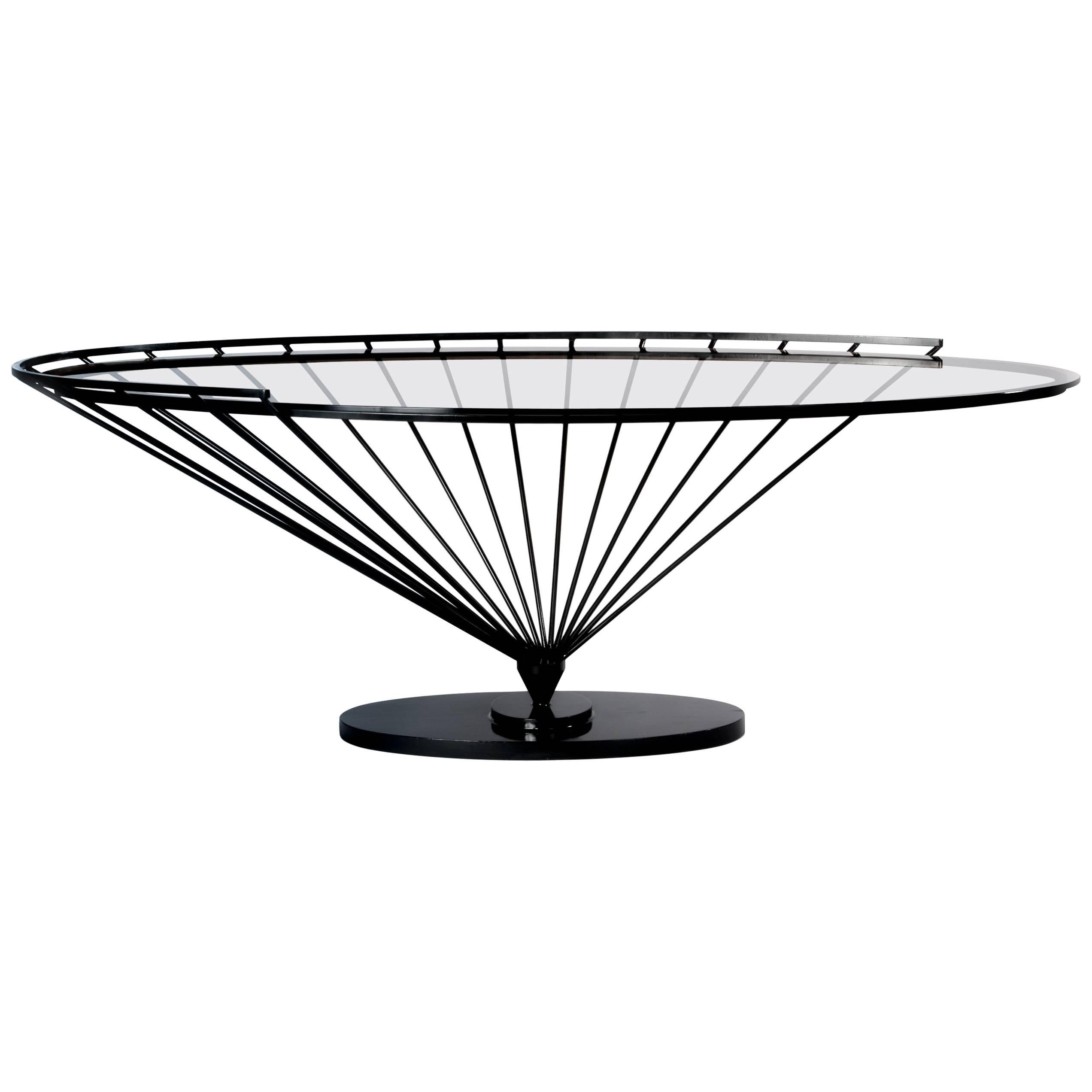 Modern Iron Console Table with Smoked Glass Top by Marzio Cecchi for Hermès