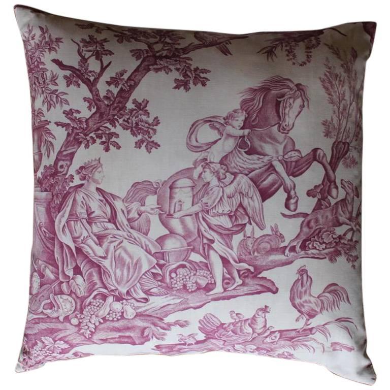 "The Four Continents” 19th Century Toile De Jouy Cushion