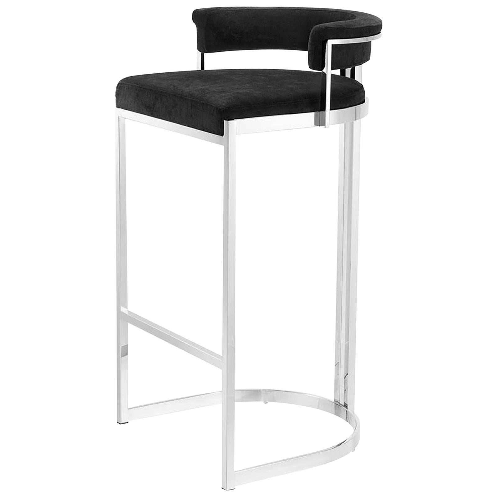 Kant L Bar Stool with Black Velvet Fabric