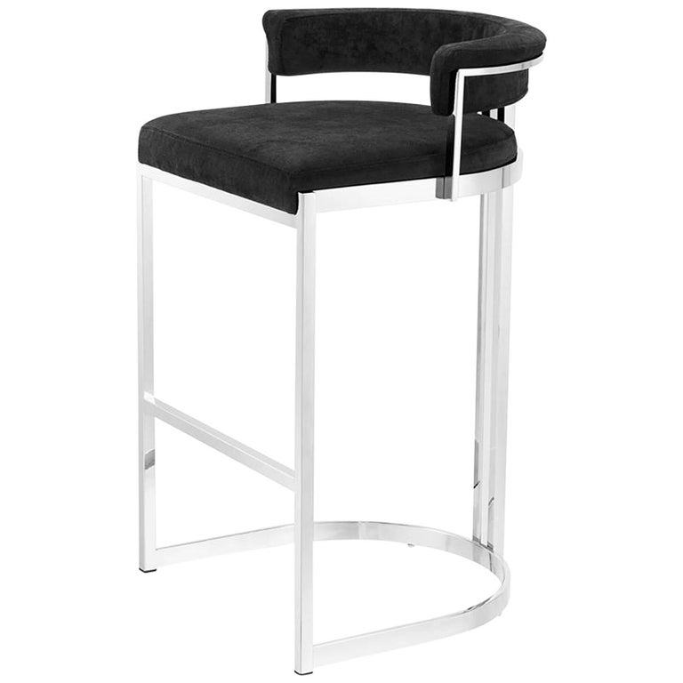 Kant M Bar Stool with Black Velvet Fabric For Sale at 1stDibs