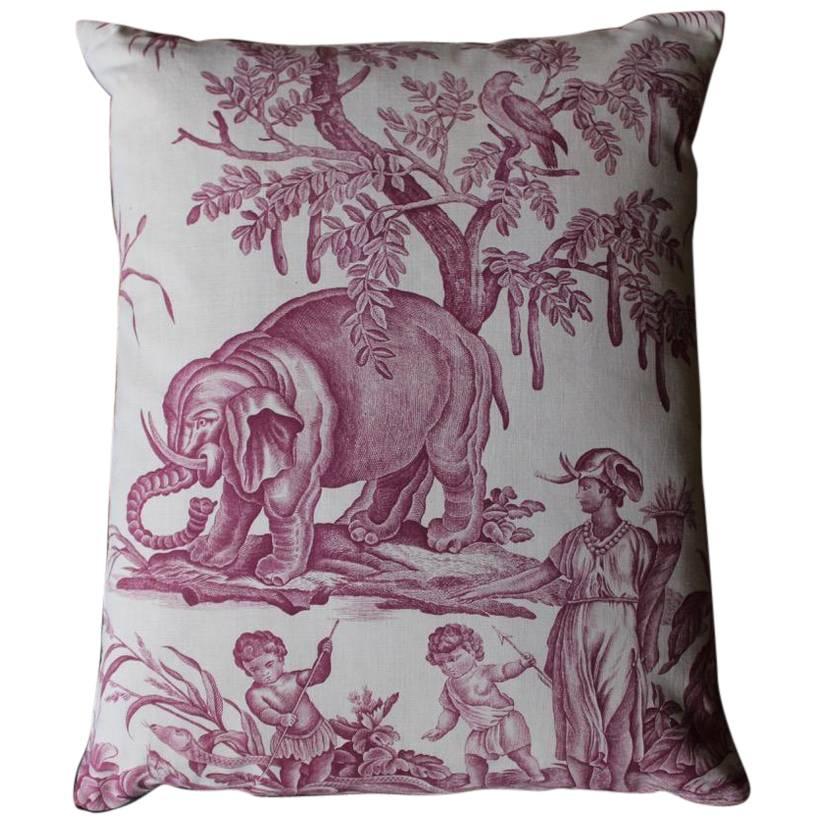 "the Four Continents” 19th Century Toile De Jouy Cushion