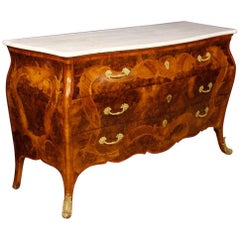 Italian Inlaid Dresser with Marble Top in Louis XV Style 20th Century