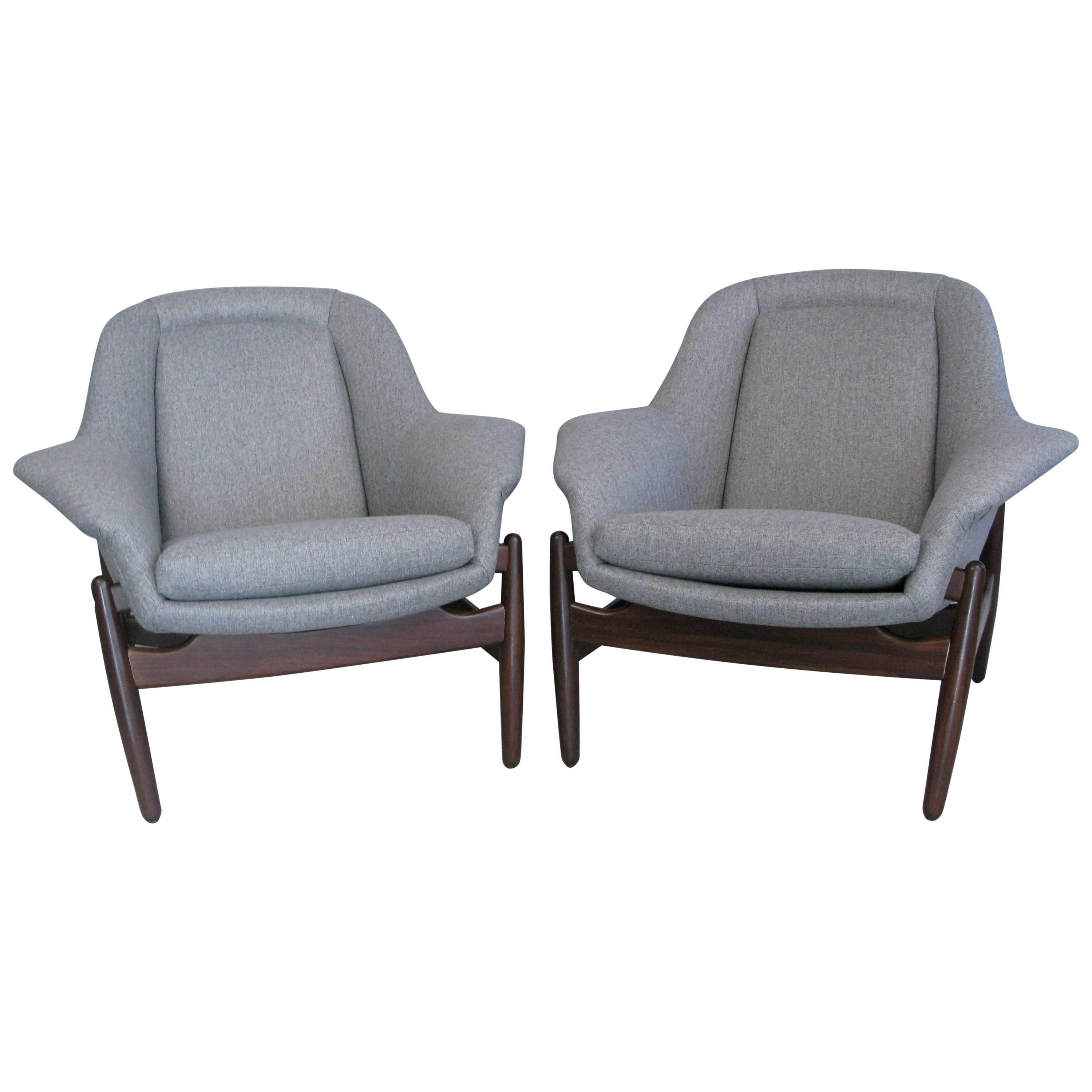 Pair of Midcentury George Tanier Selection Danish Lounge Chairs