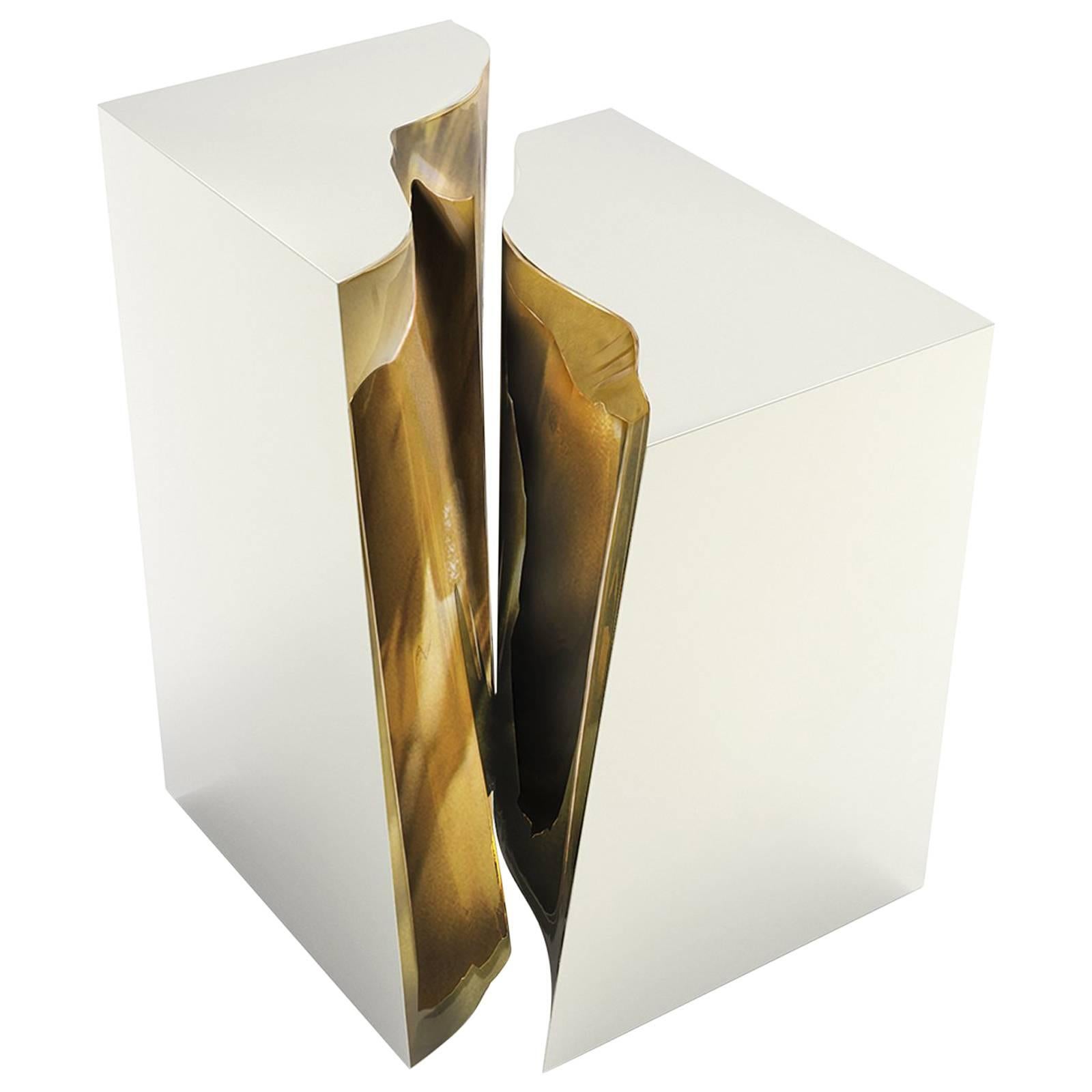 Paradise Side Table in Coated polished stainless steel and Polished Brass