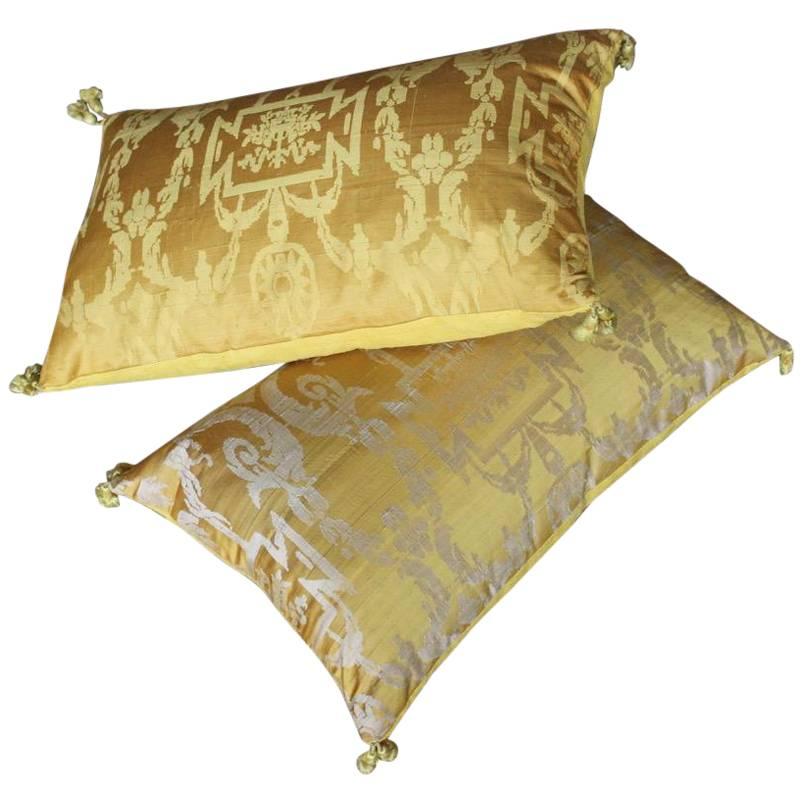 Fine 19th Century French Silk Damask Cushions