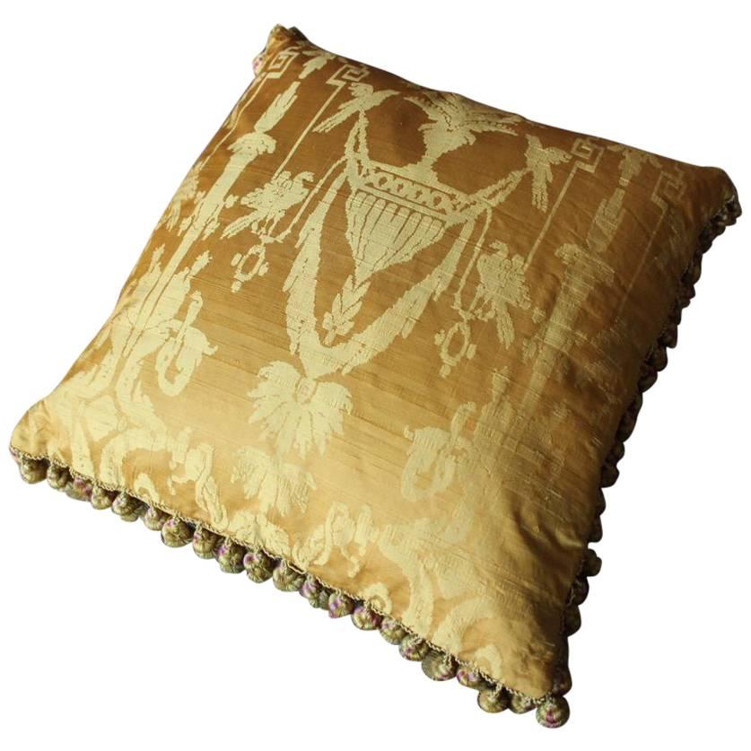 Fine 19th Century French Silk Damask Cushion