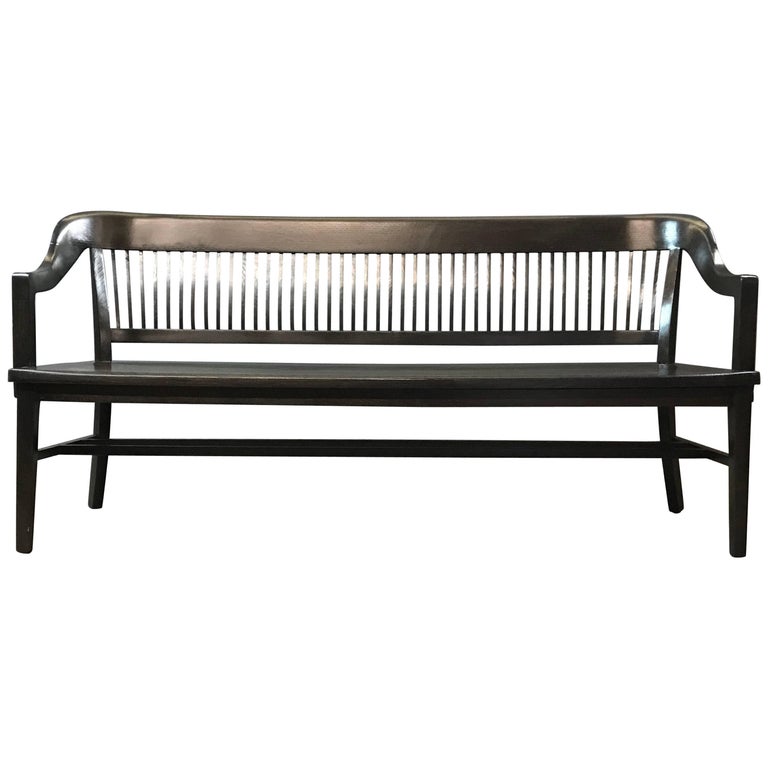 Midcentury Ebonized Oak US Courthouse Armchair Bench at 1stDibs