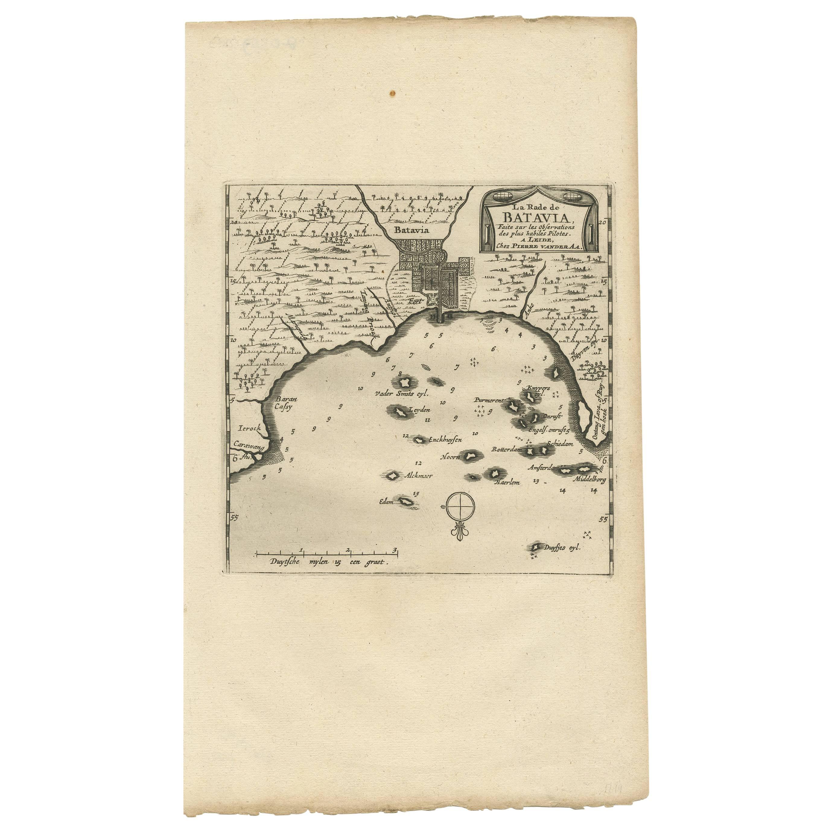 Carte ancienne de Batavia, Jakarta, Indonésie par P. Van Der Aa, 1719