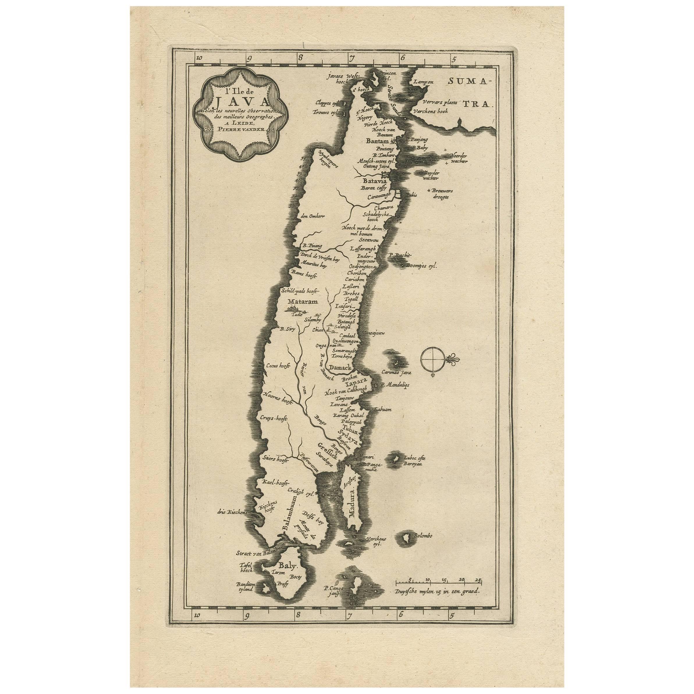 Antique Map of the Island of Java, Indonesia by P. Van Der Aa, 1713 For Sale