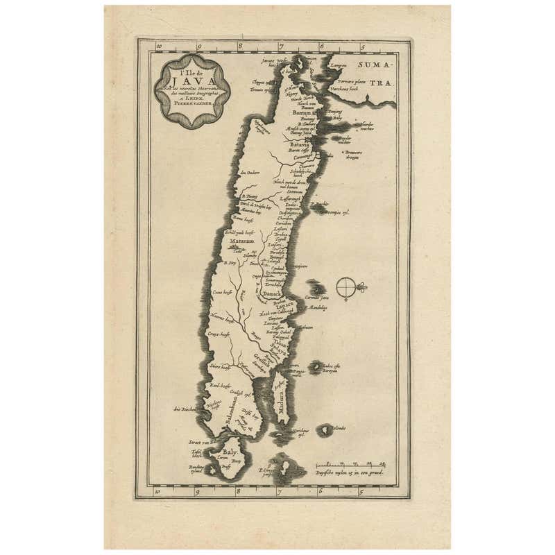 Antique Map of the Island of Java, Indonesia by P. Van Der Aa, 1713 For ...