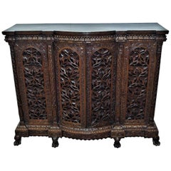 19th Century Indian Carved Padouk Side Cabinet